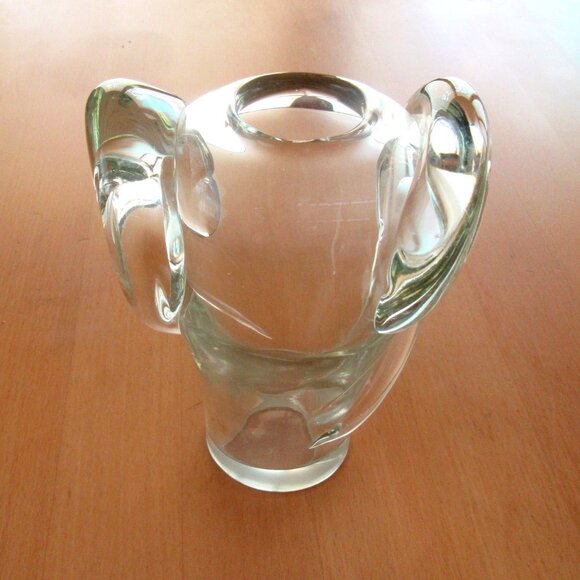 Vintage Art Nouveau clear heavy crystal glass bud vase with side swirls - 6" - Picture 12 of 15